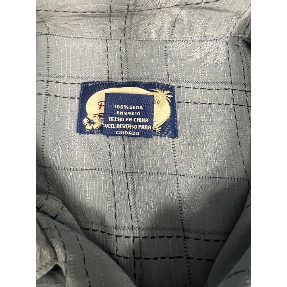 Porcini Silk Blue Plaid Short Sleeve Button Down Casual Camp Collar Shirt Sz M - Picture 4 of 8